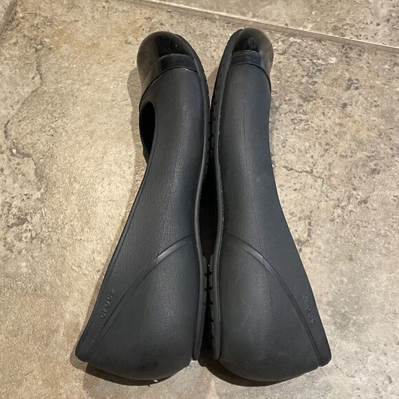 Crocs Black Cap Toe Ballet Flats Shoes Women Size 8 Casual Slip On - Picture 9 of 10